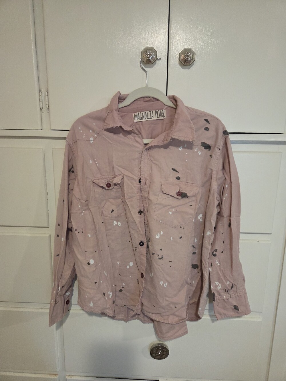 Magnolia Pearl Dusty Pink Paint-Splatter Utility Jacket